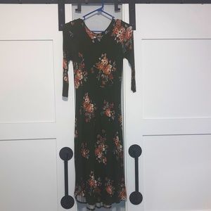 Olive green mid length dress